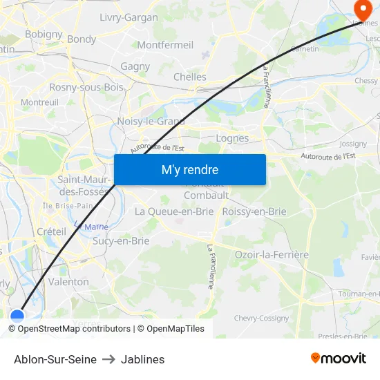 Ablon-Sur-Seine to Jablines map