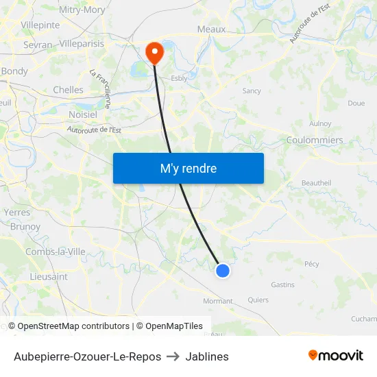Aubepierre-Ozouer-Le-Repos to Jablines map