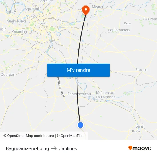 Bagneaux-Sur-Loing to Jablines map