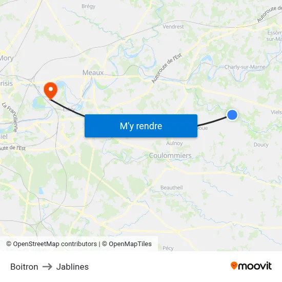 Boitron to Jablines map