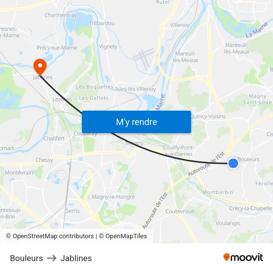 Bouleurs to Jablines map