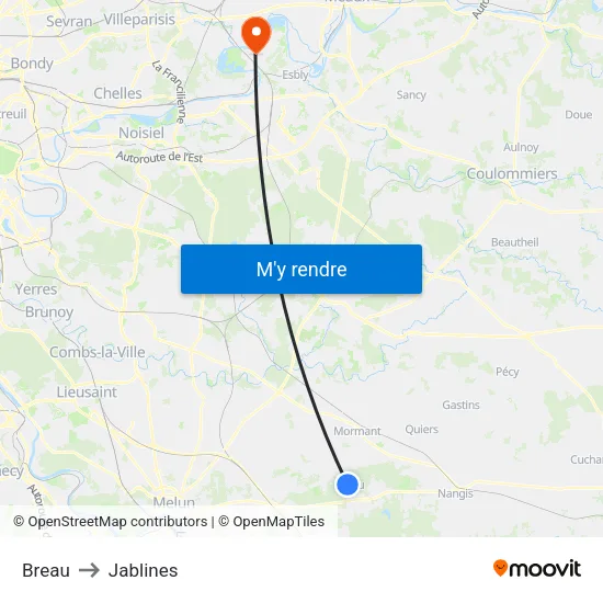 Breau to Jablines map