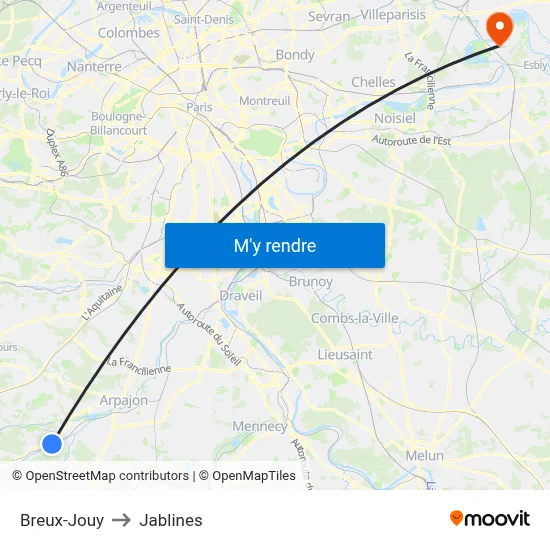 Breux-Jouy to Jablines map