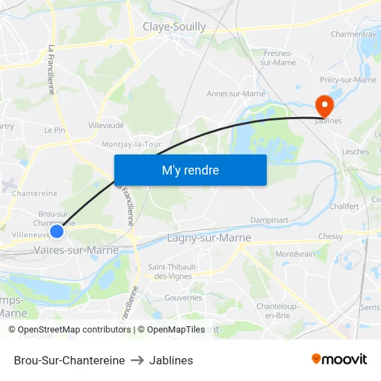 Brou-Sur-Chantereine to Jablines map