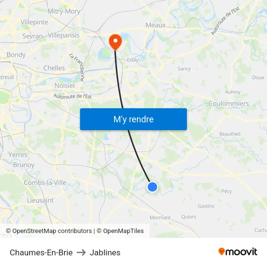 Chaumes-En-Brie to Jablines map