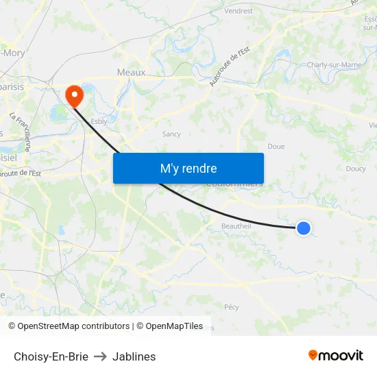 Choisy-En-Brie to Jablines map