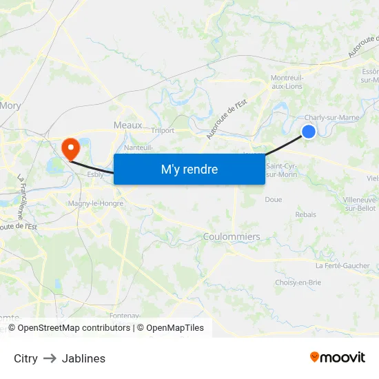 Citry to Jablines map
