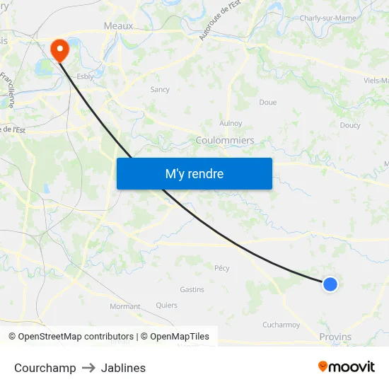 Courchamp to Jablines map