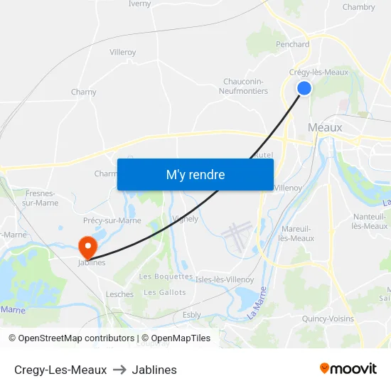 Cregy-Les-Meaux to Jablines map