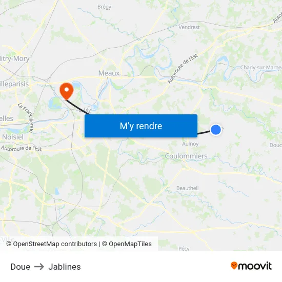 Doue to Jablines map