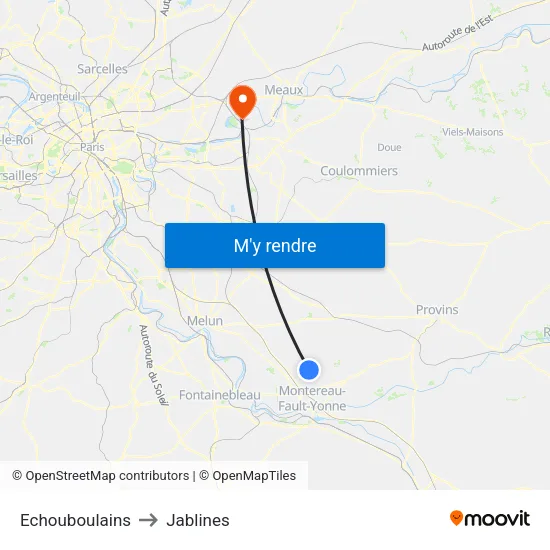 Echouboulains to Jablines map