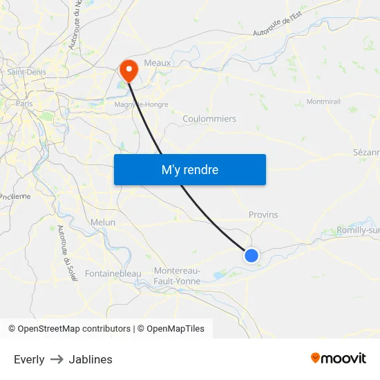 Everly to Jablines map