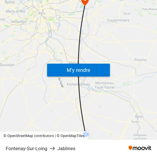 Fontenay-Sur-Loing to Jablines map