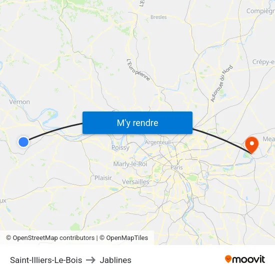 Saint-Illiers-Le-Bois to Jablines map