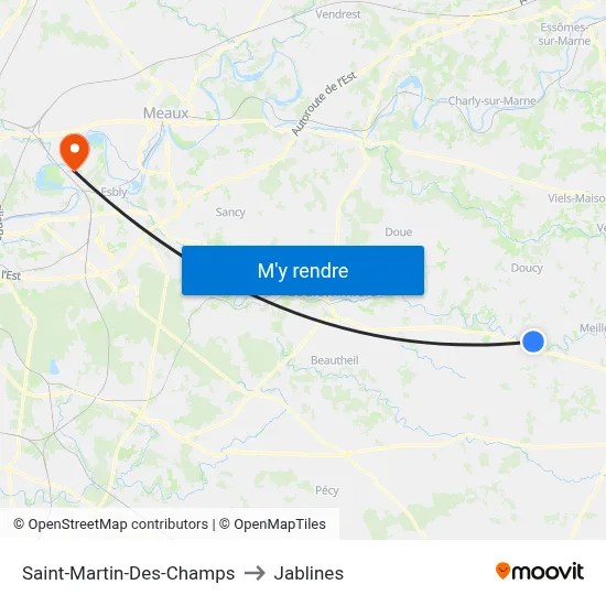 Saint-Martin-Des-Champs to Jablines map