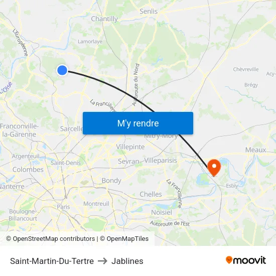 Saint-Martin-Du-Tertre to Jablines map