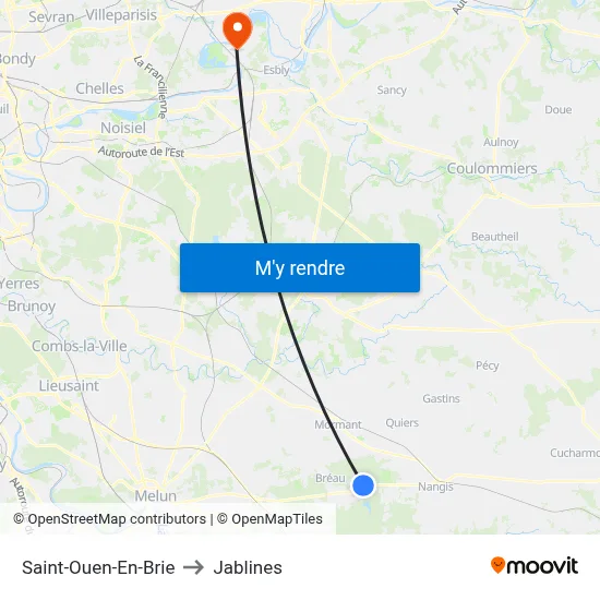 Saint-Ouen-En-Brie to Jablines map