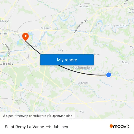 Saint-Remy-La-Vanne to Jablines map