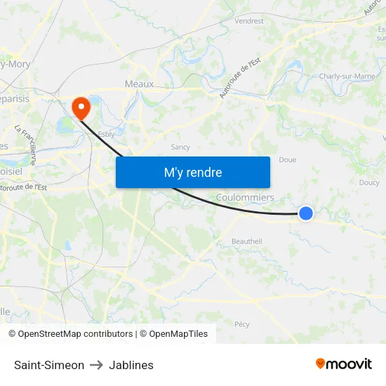 Saint-Simeon to Jablines map