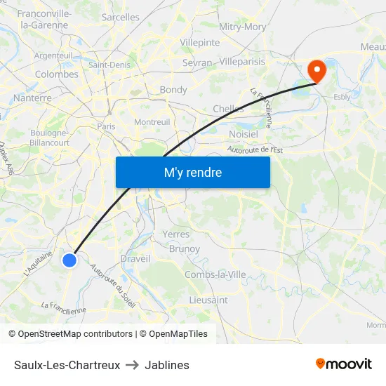 Saulx-Les-Chartreux to Jablines map