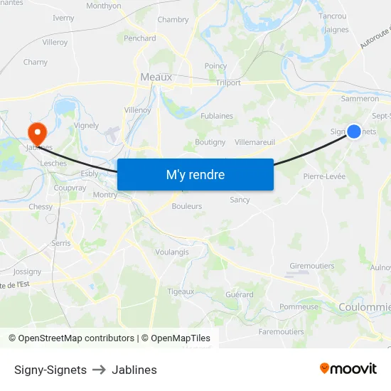 Signy-Signets to Jablines map