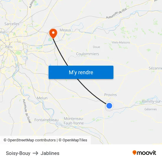 Soisy-Bouy to Jablines map