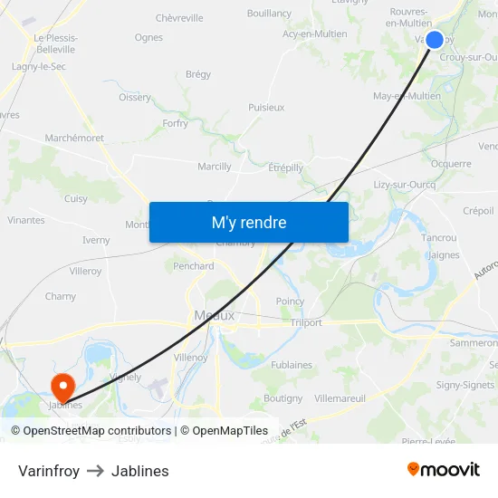 Varinfroy to Jablines map