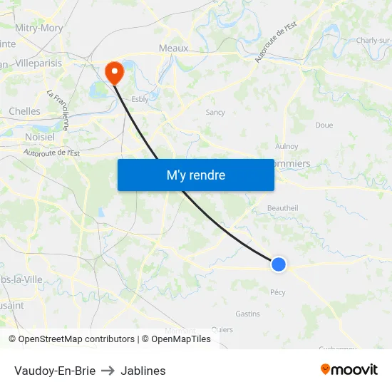 Vaudoy-En-Brie to Jablines map