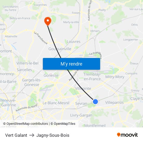 Vert Galant to Jagny-Sous-Bois map