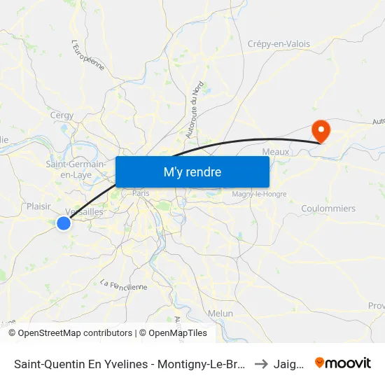 Saint-Quentin En Yvelines - Montigny-Le-Bretonneux to Jaignes map