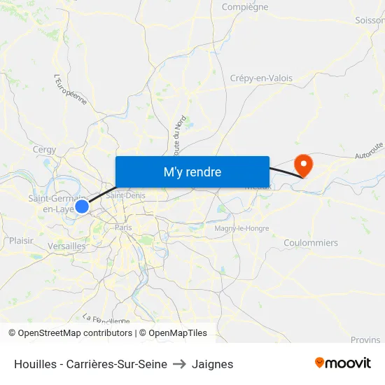 Houilles - Carrières-Sur-Seine to Jaignes map