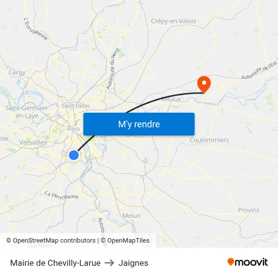 Mairie de Chevilly-Larue to Jaignes map