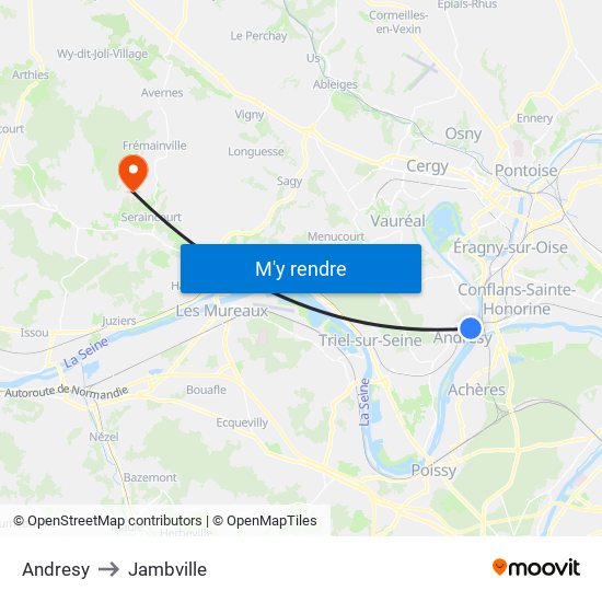 Andresy to Jambville map