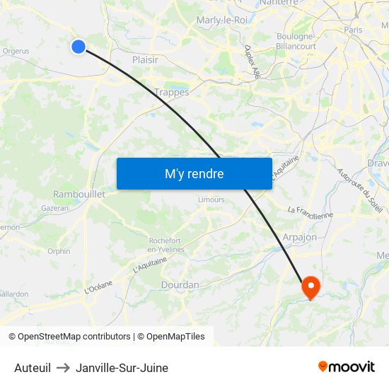 Auteuil to Janville-Sur-Juine map