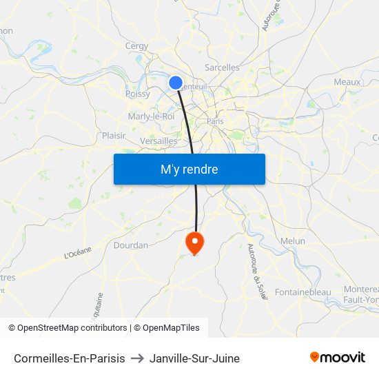 Cormeilles-En-Parisis to Janville-Sur-Juine map