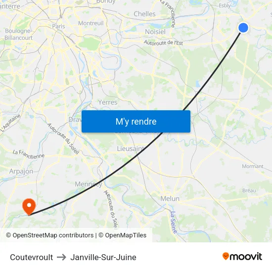 Coutevroult to Janville-Sur-Juine map