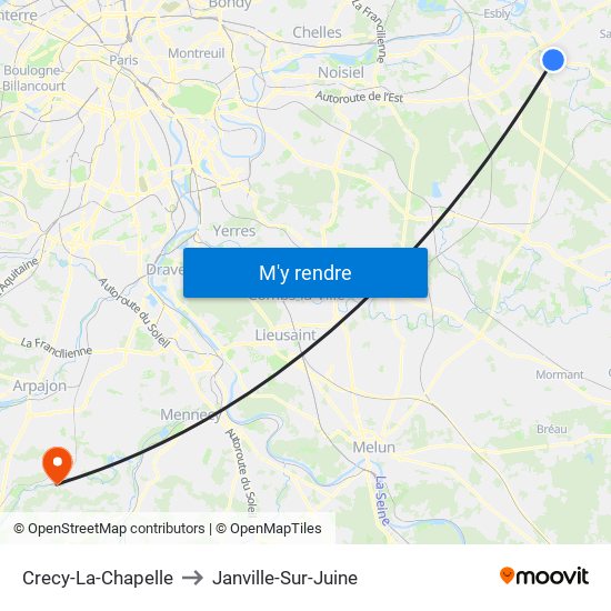 Crecy-La-Chapelle to Janville-Sur-Juine map