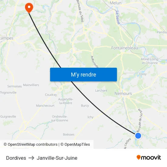 Dordives to Janville-Sur-Juine map