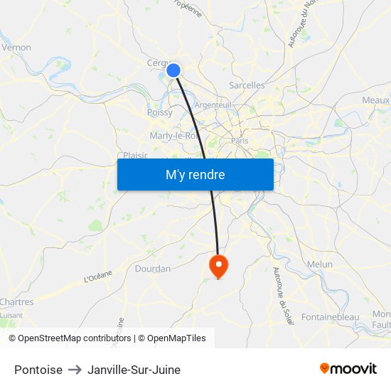 Pontoise to Janville-Sur-Juine map