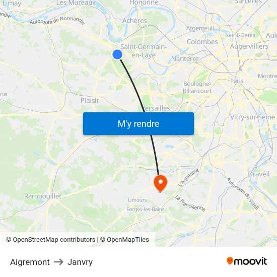 Aigremont to Janvry map