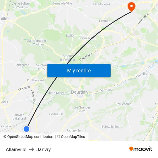 Allainville to Janvry map