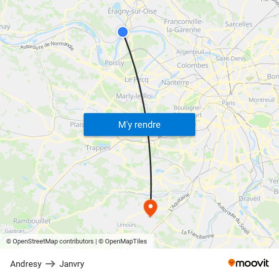 Andresy to Janvry map