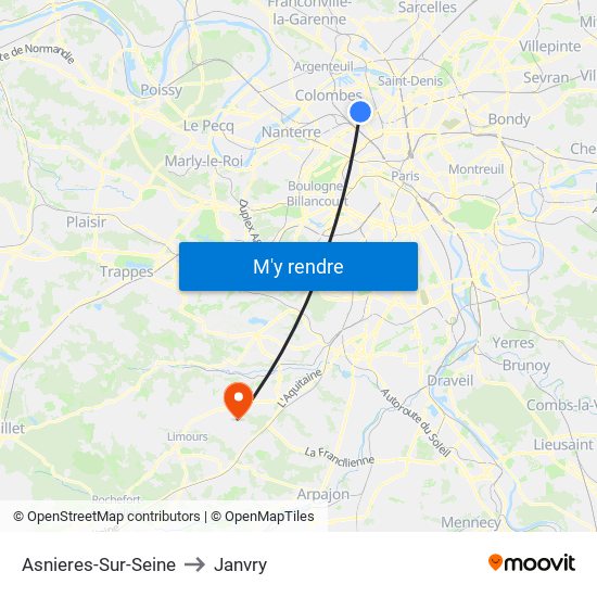 Asnieres-Sur-Seine to Janvry map