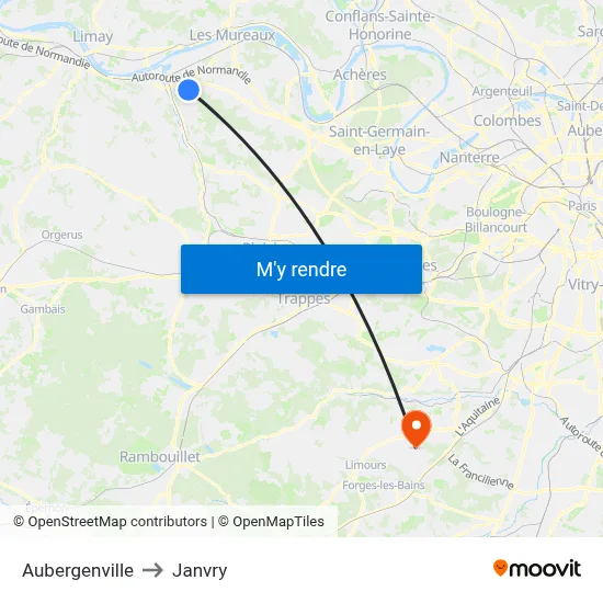 Aubergenville to Janvry map