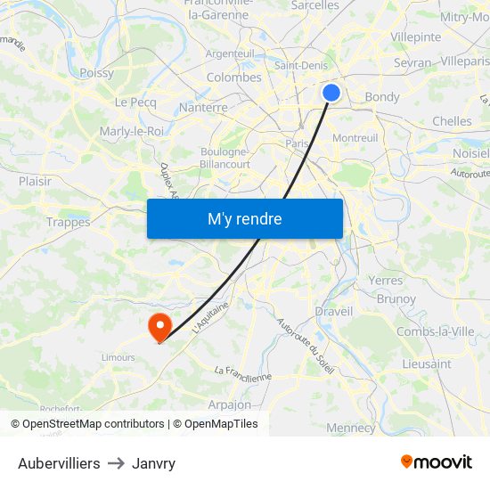 Aubervilliers to Janvry map