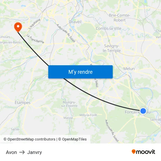Avon to Janvry map