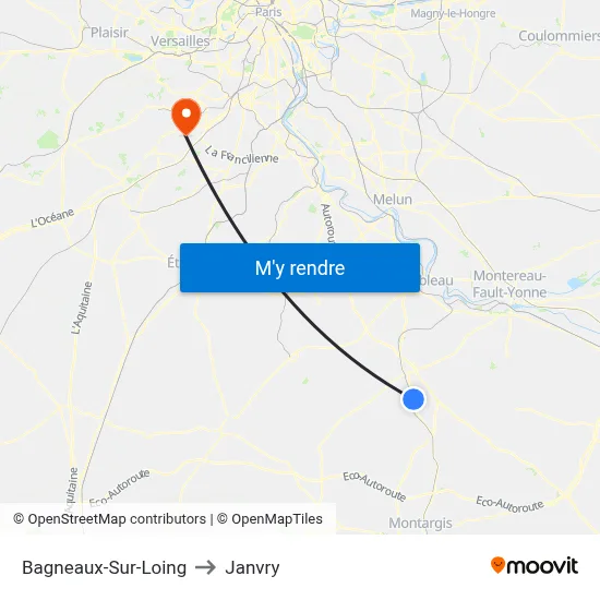 Bagneaux-Sur-Loing to Janvry map