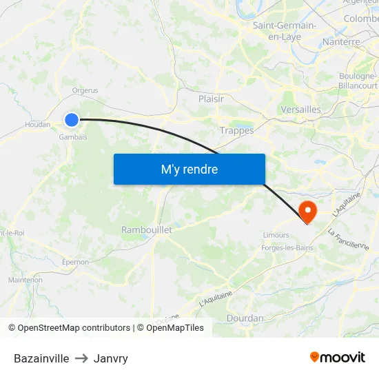 Bazainville to Janvry map