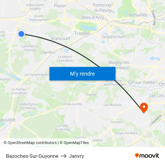 Bazoches-Sur-Guyonne to Janvry map