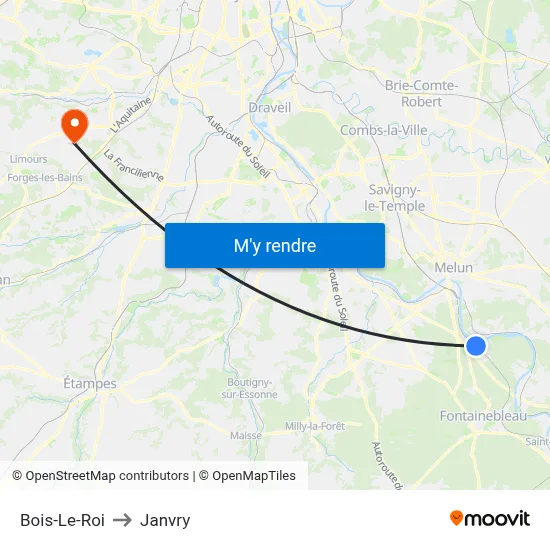 Bois-Le-Roi to Janvry map